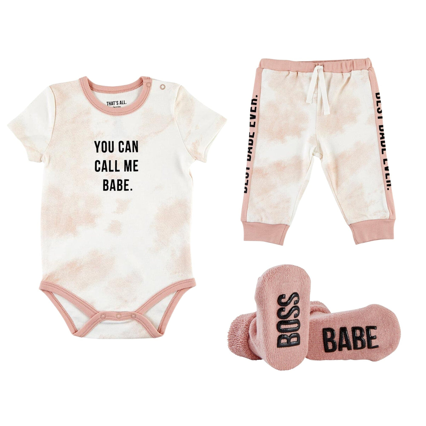Blush Tie Dye Baby Outfit Set - You Can Call Me Babe Clothing Stephan Baby Pink 
