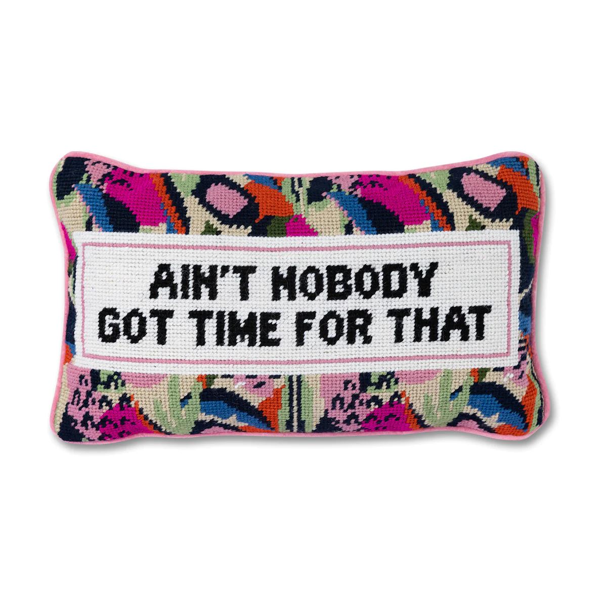 Ain't Nobody Needlepoint Pillow Pillows Furbish Pink 