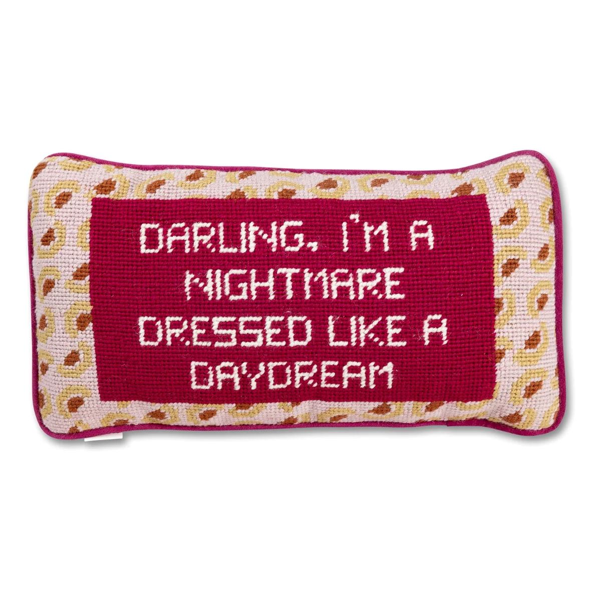 Dressed Like A Daydream Needlepoint Pillow Pillows Furbish Red 