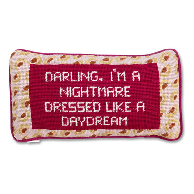 Dressed Like A Daydream Needlepoint Pillow Pillows Furbish Red 