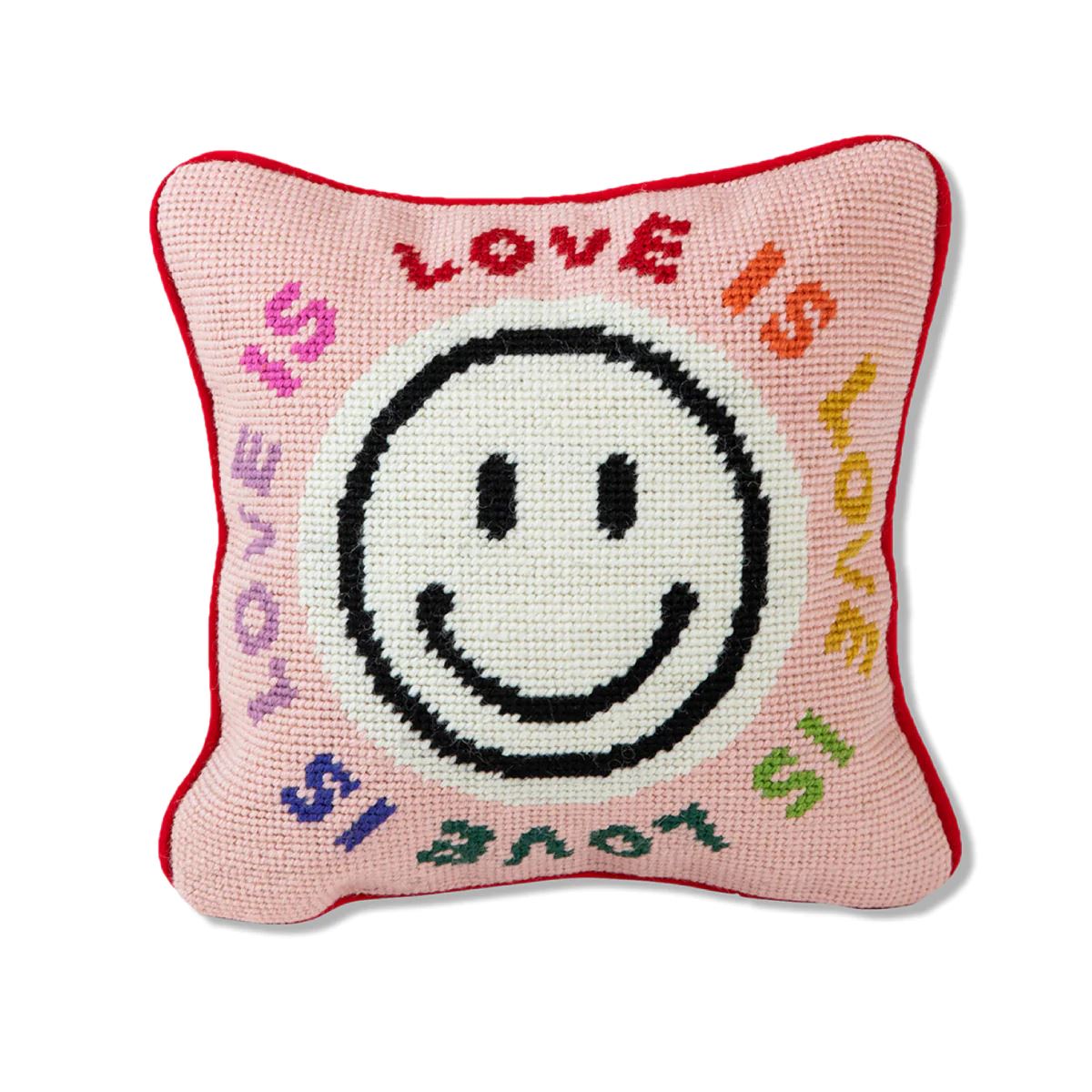 Love is Love Needlepoint Pillow Pillows Furbish Pink 