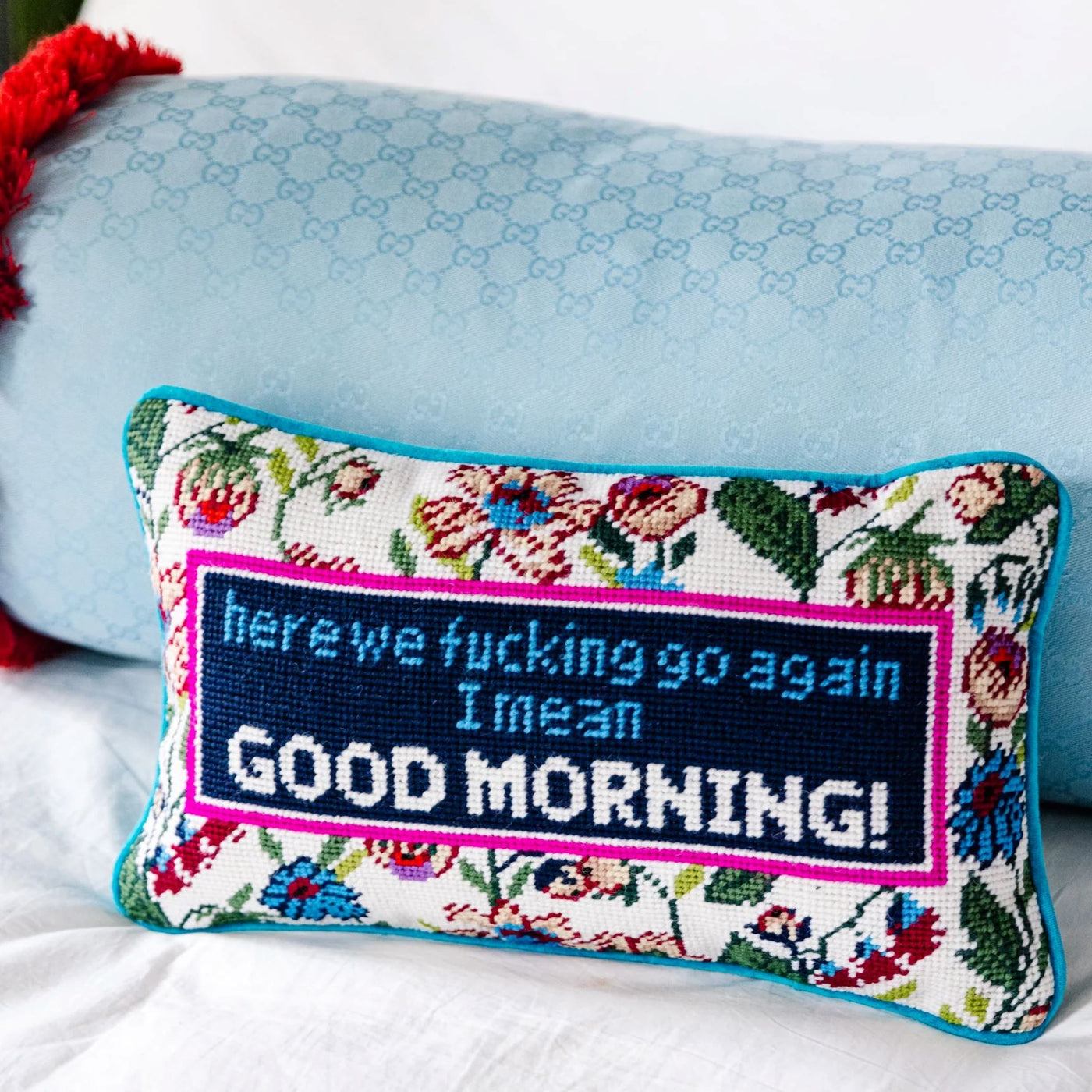 Good Morning Needlepoint Pillow Pillows Furbish 
