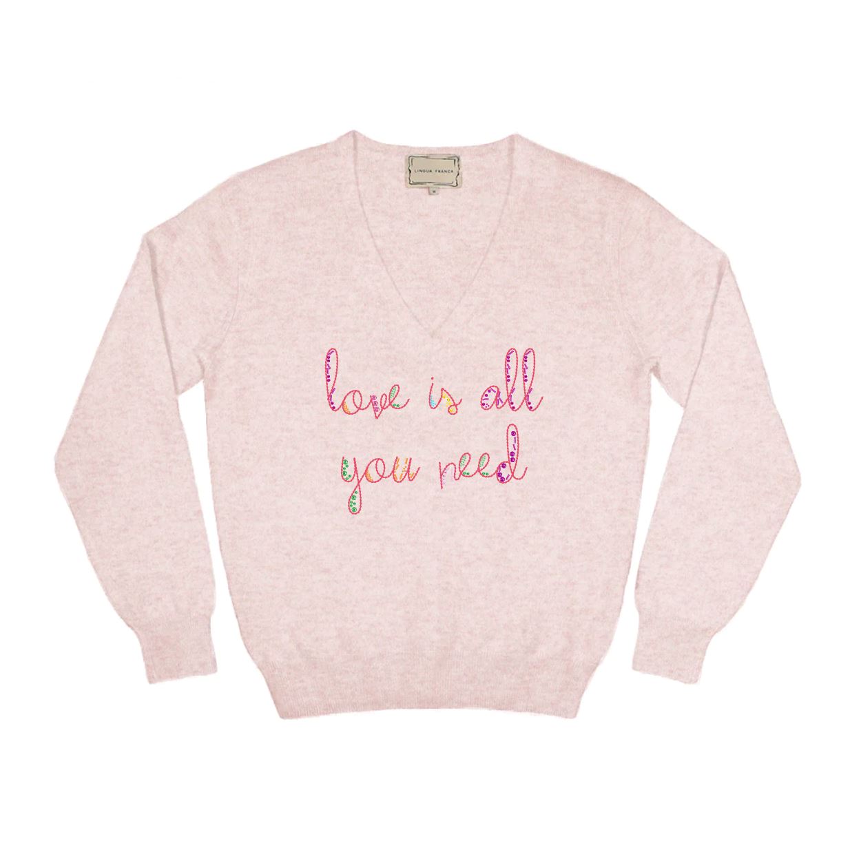 Love Is All You Need Pink Cashmere Sweater + Confetti Beading Sweaters Lingua Franca 