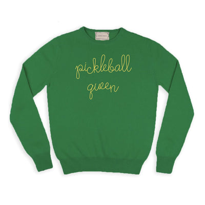 Pickleball Queen Green Cashmere Sweater Sweaters Lingua Franca 
