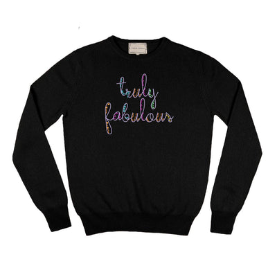 Truly Fabulous Black Cashmere Sweater + Confetti Beading Sweaters Lingua Franca 