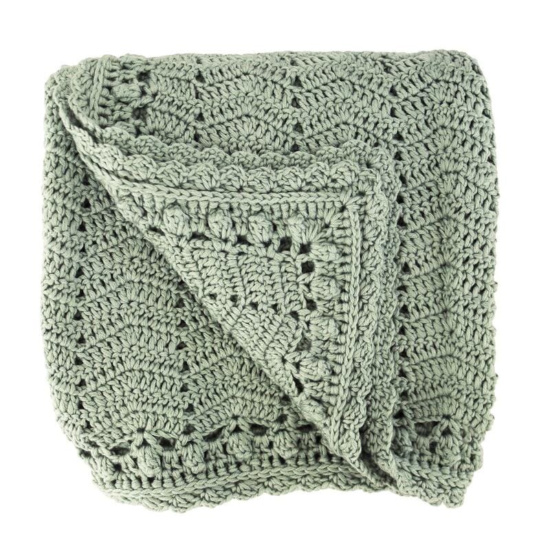 Crotchet Baby Blanket Blankets OB Designs Sage Green 