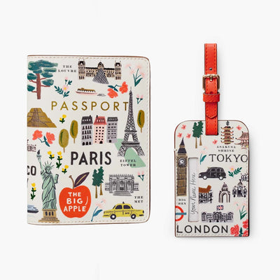 Bon Voyage Passport Holder & Luggage Tag Set Passport Holder & Luggage Tag Rifle Paper Co. Ivory 