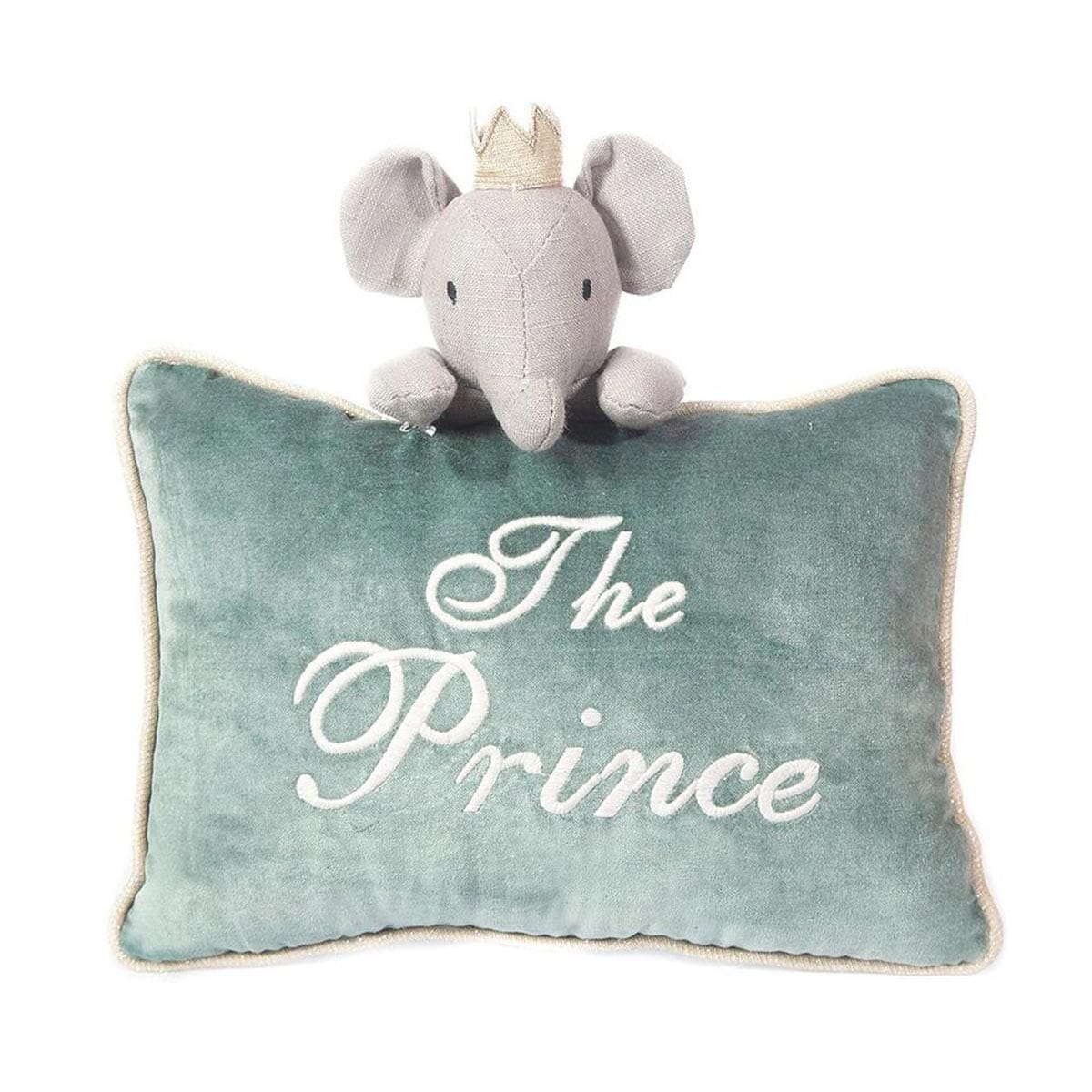 The Prince Accent Pillow Elroy the Elephant Nursery Decor Mon Ami Green 